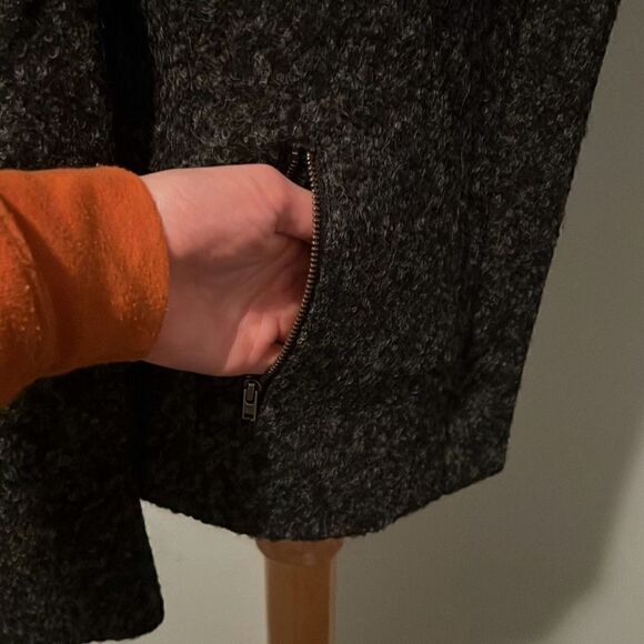 Ann Taylor Loft Women's Gray Asymmetric Zip Wool Blend Moto Jacket Size 8 - Picture 3 of 8